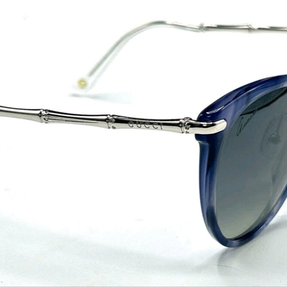 Gucci Sunglasses Blue Silver Cat Eye Frames Polarized - Picture 5 of 6